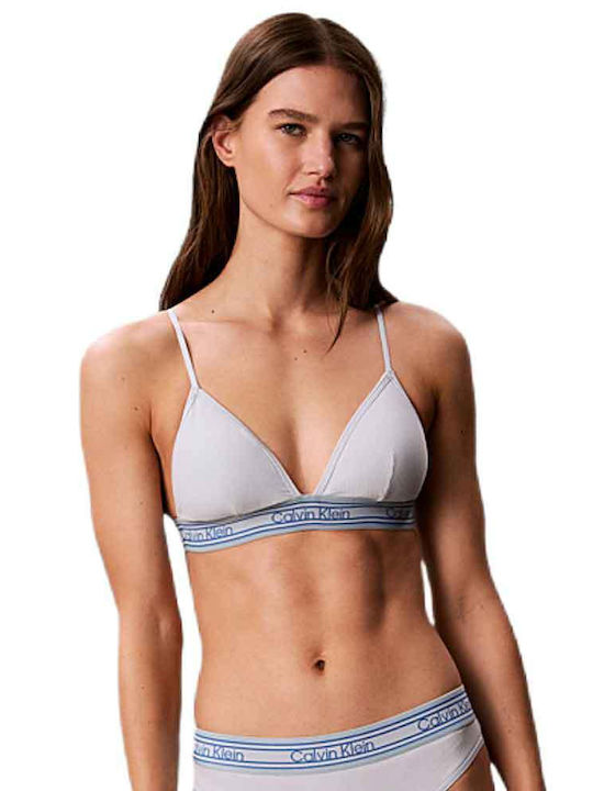 Σουτιέν Calvin Klein Lightly Lined Triangle Bralette Icon Cotton Modal Stripe Rib Σιέλ