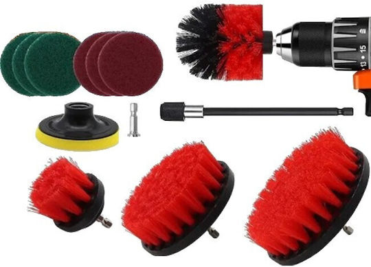 Set 12 accesorii pentru curățarea mașinilor Flippy interior exterior roșii