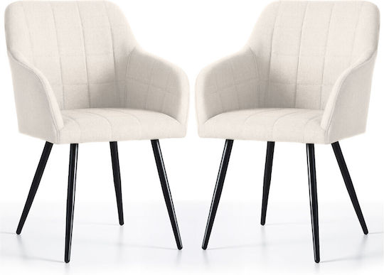 Luxano Scaune Sala De Mese Din Catifea Crem 2 Buc 54x58x82 Cm