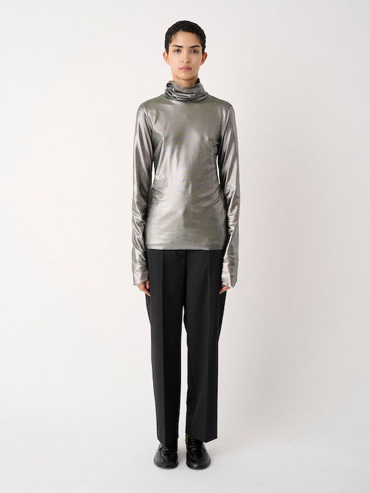 Women's Blouse Long Sleeve Silver