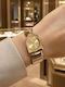 Women's Watch Battery with Stainless Steel Bracelet Gold/Beige
