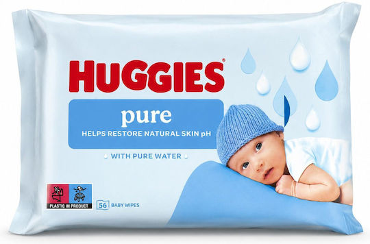Huggies Pure Servetele Umede Bebelusi Hipoalergenice Cu 99% Apă Fără Alcool Și Fara Parabeni 56 Bucăți