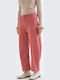 Damenhose aus Zeichenfolge in Gerade Beinlinie Rosa