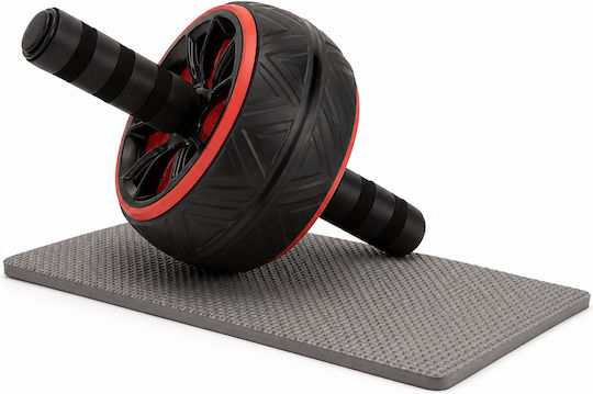 Roată pentru exerciții abdominale cu mânere antiderapante protecție pentru genunchi covoraș 16x9 cm negru