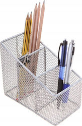Suport Metalic pentru Creioane în Culoare Argintie 7.5x12x14.5cm 1buc
