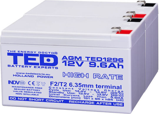 Battery Pack Compatible Apc Rbc177 24v 9.6ah 2x12v Ted Electric