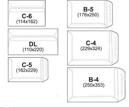 NC Koperty Set Mailing Envelopes With Window 1000 Pieces 12.4x12.4cm White