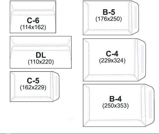 NC Koperty Set Mailing Envelopes With Window 25 Pieces 11x22cm White