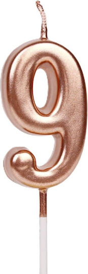 Lumânare De Tort Flippy Număr 9 Design Petrecere 4.5 X 2.5 Cm Parafină Rose Gold