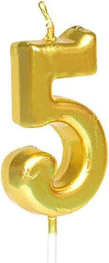 Cake Candle Flippy Number 5 Model Party 4.5 X 2.5 Cm Paraffin Gold