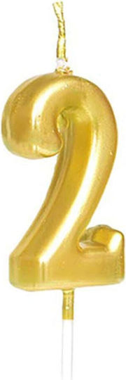 Cake Candle Flippy Number 2 Design Party 4.5 X 2.5 Cm Paraffin Gold