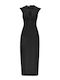 Summer Midi Evening Satin Dress Black