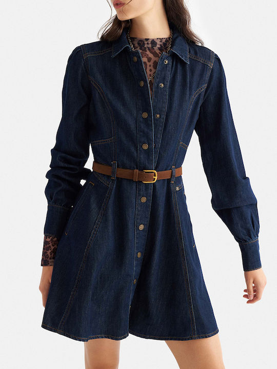attrattivo Mini Hemdkleid Denim Dunkelblau