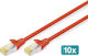 Digitus S/FTP Cat.6a (Gigabit) Мрежов Кабел Ethernet 3м Червен 10 Бройки
