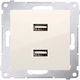 Kontakt-Simon Single Power Socket with 2 USB Ports Ecru