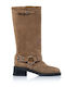 Leder Damenstiefel mit Mittelhohem Absatz Braun