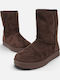 Braune Damen-Stiefeletten aus Wildleder mit Pelz