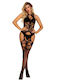 Ophelia's Dream Sexy Bodystockings Schwarz Gittermuster Catsuit Strumpfhalter Effekt 10w396