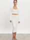 High Waist Midi Skirt Off White