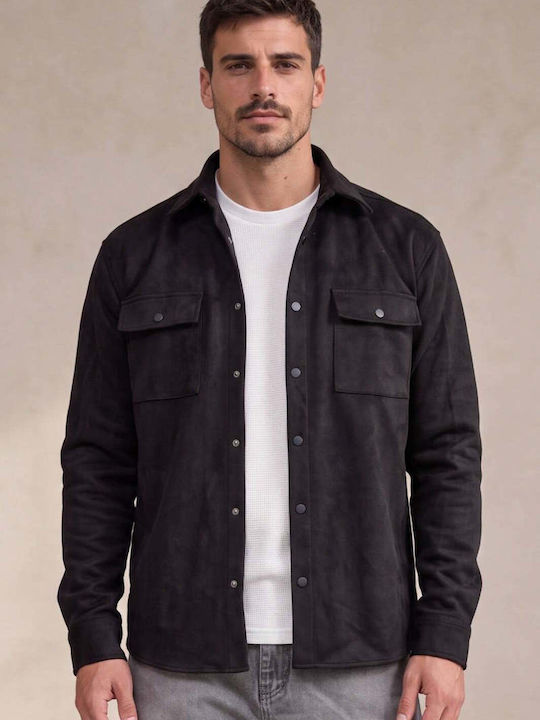 Ben Tailor Alcantara Μακρυμάνικo Overshirt Μαυρο