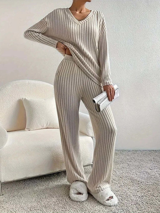 Ustyle Ustyle Damen Schlafanzug Set Beige