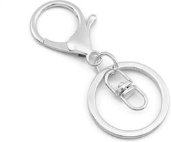 Edelstahl Link Schlüsselanhänger 34mm+30mm Nachbildung Rhodium Nachbildung Rhodium