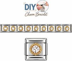 Ατσάλινα Στοιχεία Diy Βραχιολιού Λευκό Στρας