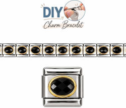 Ατσάλινα Στοιχεία Diy Βραχιολιού Μαύρη Οβάλ Πέτρα