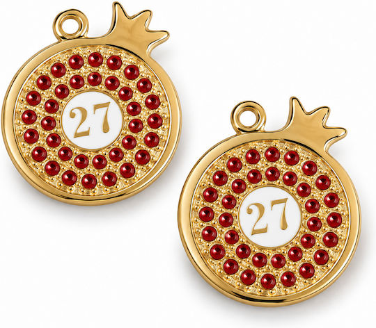 Metallic Christmas Ornaments 2027 Pomegranate Enamel Red-Gold 2pcs