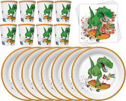 Set Plates Cups Napkins Dinosaur