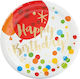 Set 10 Disposable Plates Flippy Happy Birthday Polka Dot Print Cardboard 18 Cm Diameter Multicolor