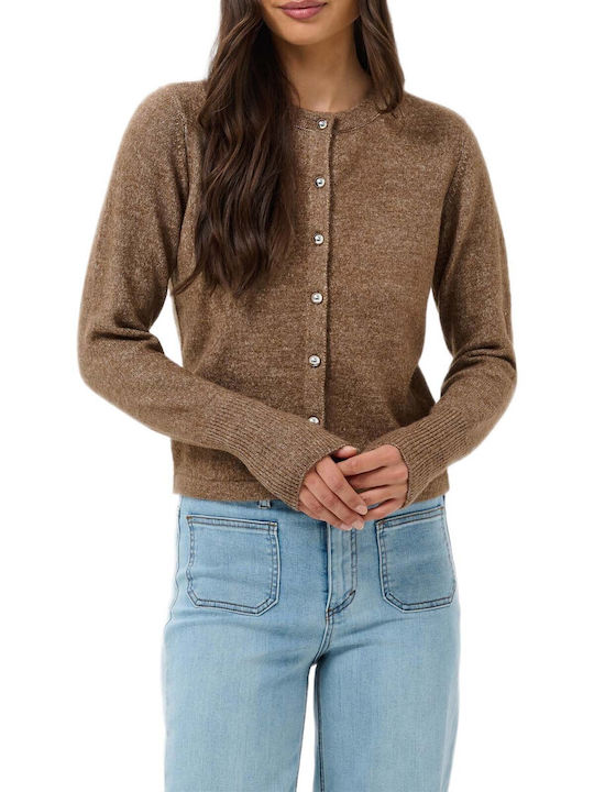Kaffe Kaffe Damen Strickjacke mit Knöpfen Beige
