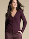 Gestrickte Damen Strickjacke Burgundisch