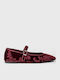 Damen Ballerinas Spitz zulaufend Burgundisch