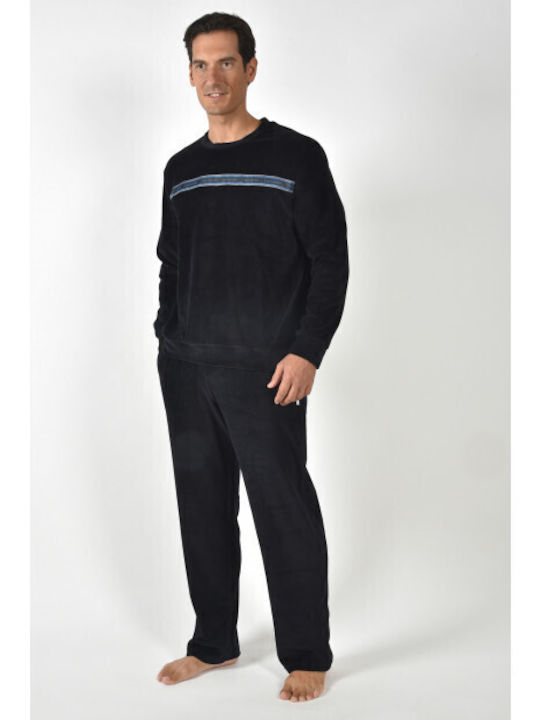 Guy Laroche Зимна Мъжка Пижама Велур Черна