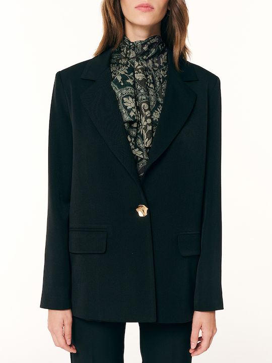 Forel Langes Damen-Krepp Blazer Schwarz