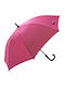 Rain Winddichte Automatische Regenschirm mit Gehstock Fuchsie