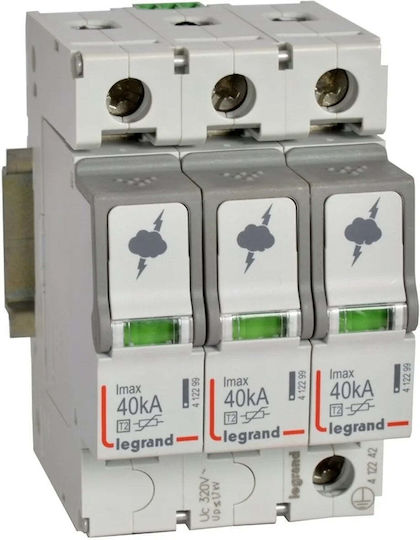 Legrand Απαγωγός Υπέρτασης Τύπου T2 3p 40ka 1,7kv On 300 Tt Tn Tnc Tns 412242