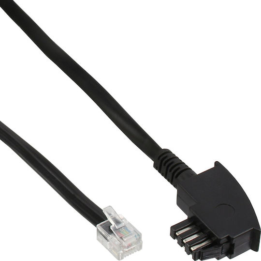 InLine Плосък телефонен кабел RJ11 6P4C 1m Черен