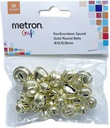 Metron Craft Златисти Камбани За Ръчна Изработка 12-15-18мм 25 Бройки