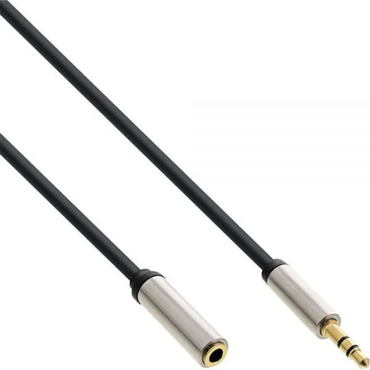 InLine Audio Cable 3.5mm Male - 3.5mm Female Silver 3m with Gold Plated Terminals 99233
