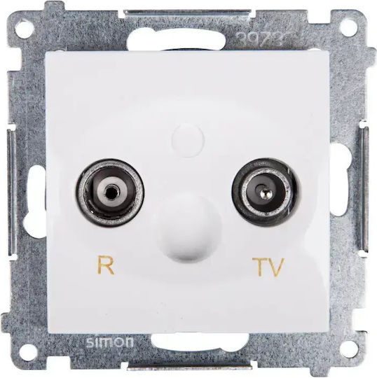Kontakt-Simon TV-Antennensteckdose Antennen-Durchleitung in Weiß Farbe DAP10.01/11