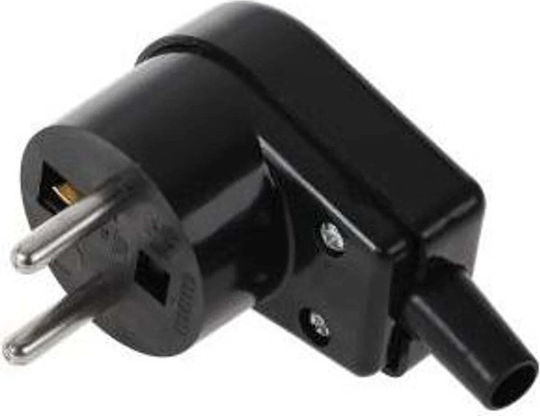 Elgotech Γωνιακό Βύσμα Γείωση 16a 250v Μαύρο Standard Wt-20s-2