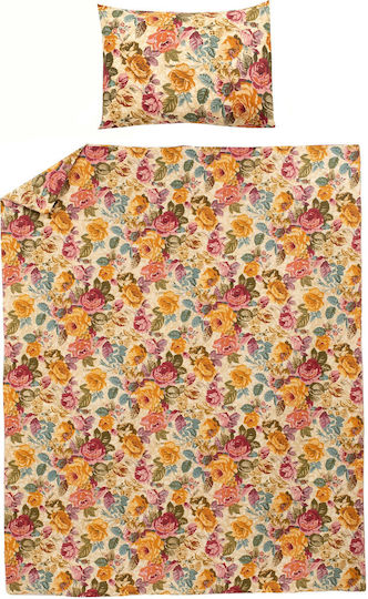 Domoletti Cotton Duvet Cover Set 140x200cm Single With Pillowcase Flowers