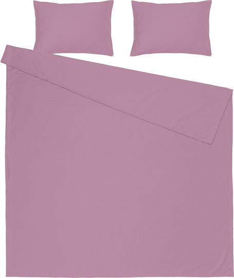 Domoletti Set Bettbezug Baumwollsatin 145x205cm Einzel mit Kissenbezug Pflaume