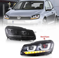 Μπροστινά Φανάρια Set Vw Golf Vι 6 08-12 Drl U-type & Dynamic Φλας & Devil Eye Μαύρα H7/h7 Μοτέρ Vland Μπροστινά Φανάρια Set Vw Golf Vι 6 08-12 Drl U-type & Dynamic Φλας & Devil Eye Μαύρα H7/h7 Μοτέρ Vland
