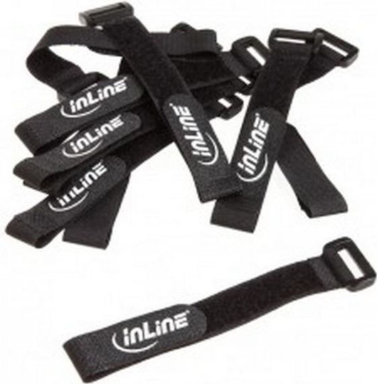 InLine Velcro Kabelbinder 200mmx20mm in Schwarz Farbe (10Stück) 59945F
