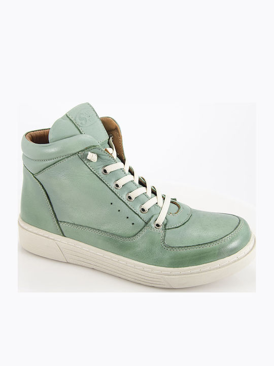 Leather Women's Ankle Boots Green