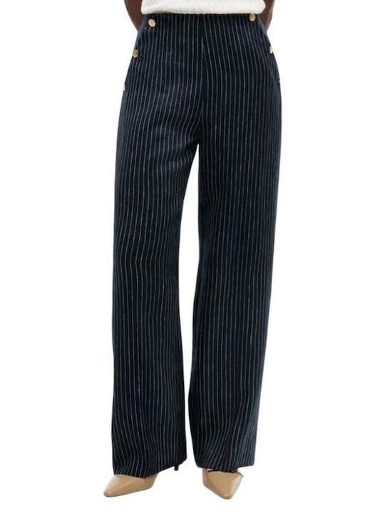 Women's Linen Striped Pin Stripe Navy