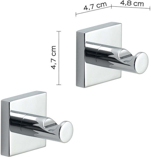 Domoletti Άγκιστρο Μπάνιου Διπλό με Βίδες ​4.7x4.9cm Inox Ασημί
